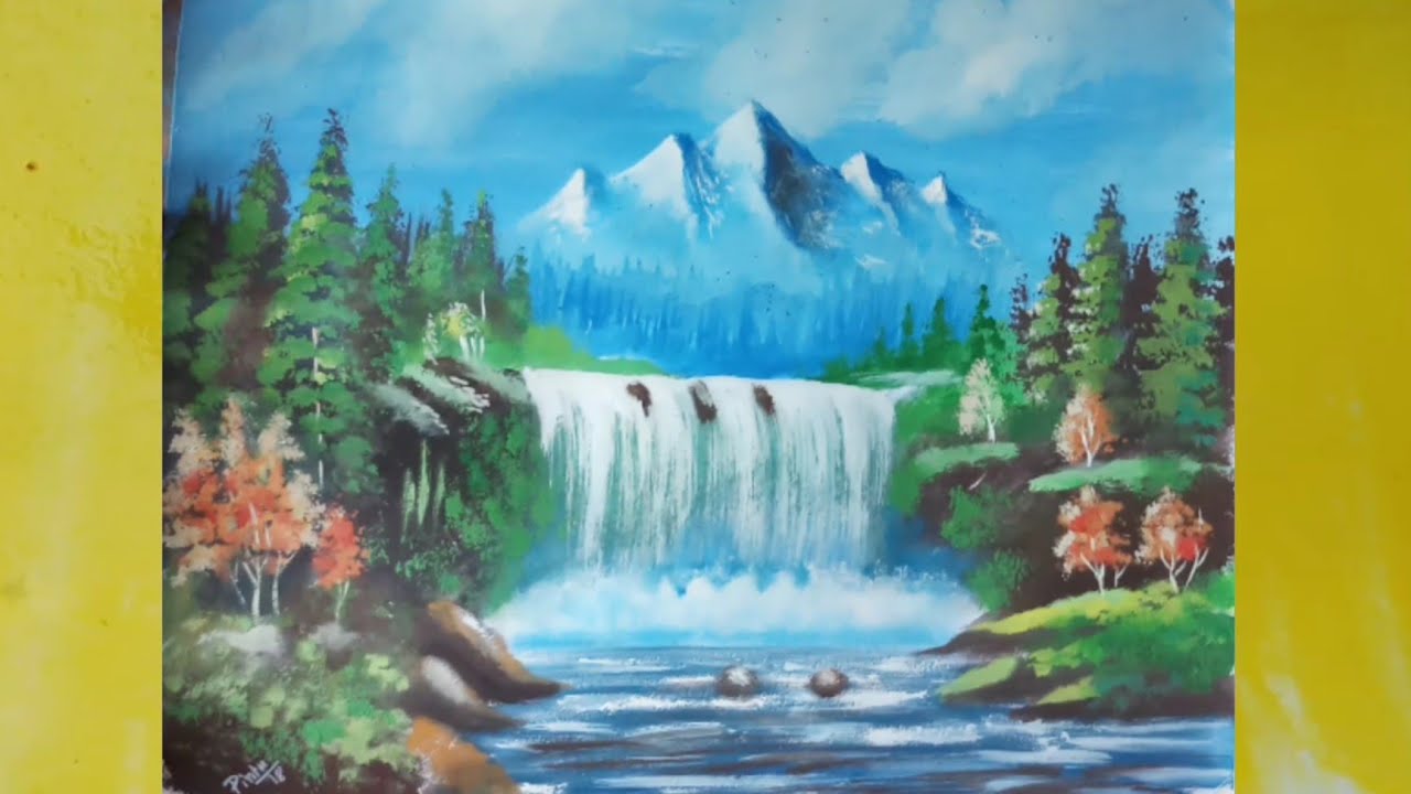 How to paint a simple landscape with Poster Colour | Misty mountains
