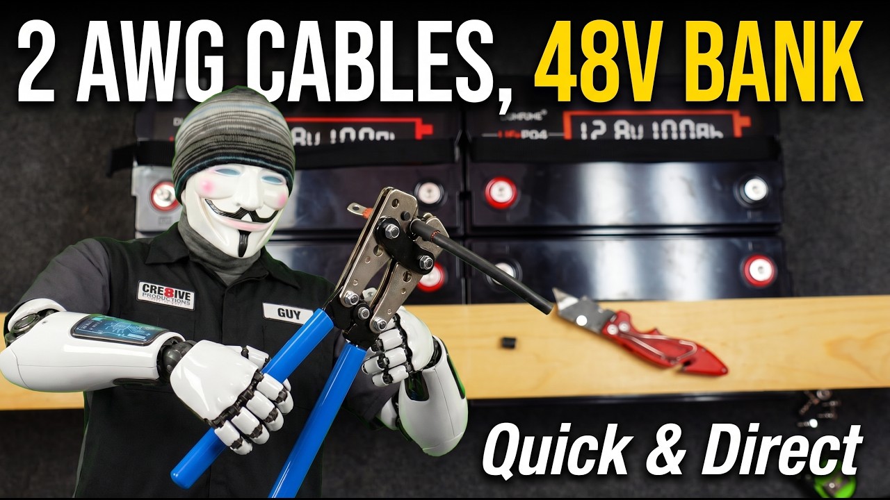 Create 2 AWG Cables How To Crimp Wires Solar Make 2 Gauge 48 Volt Series Battery Wiring Crimping 24v