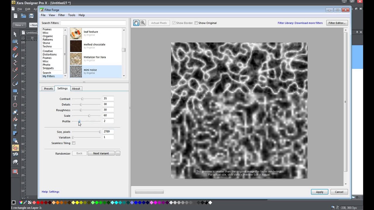 Xara Plus Filter Forge  Nothing But Noise