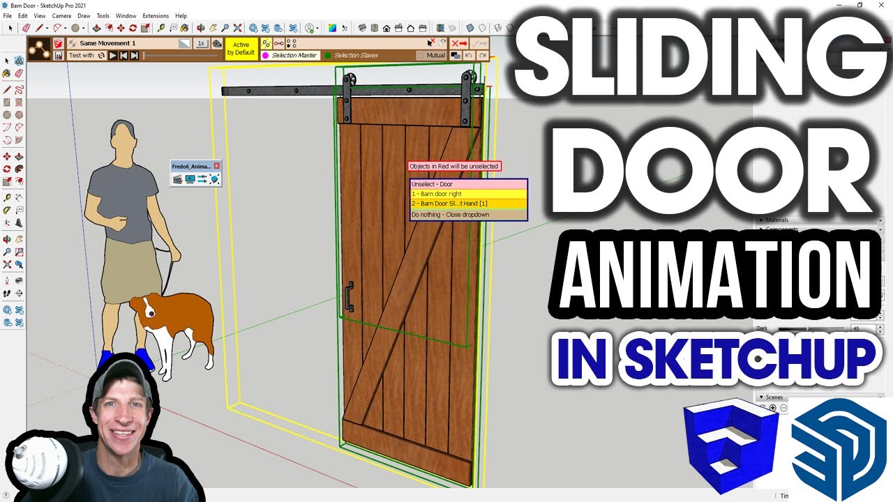 Creating a Sliding Door with MOVING HARDWARE in SketchUp!