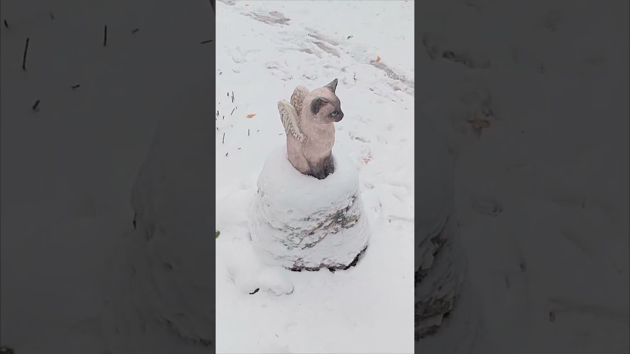 Котик с крыльями. Садовая скульптура из керамики. 