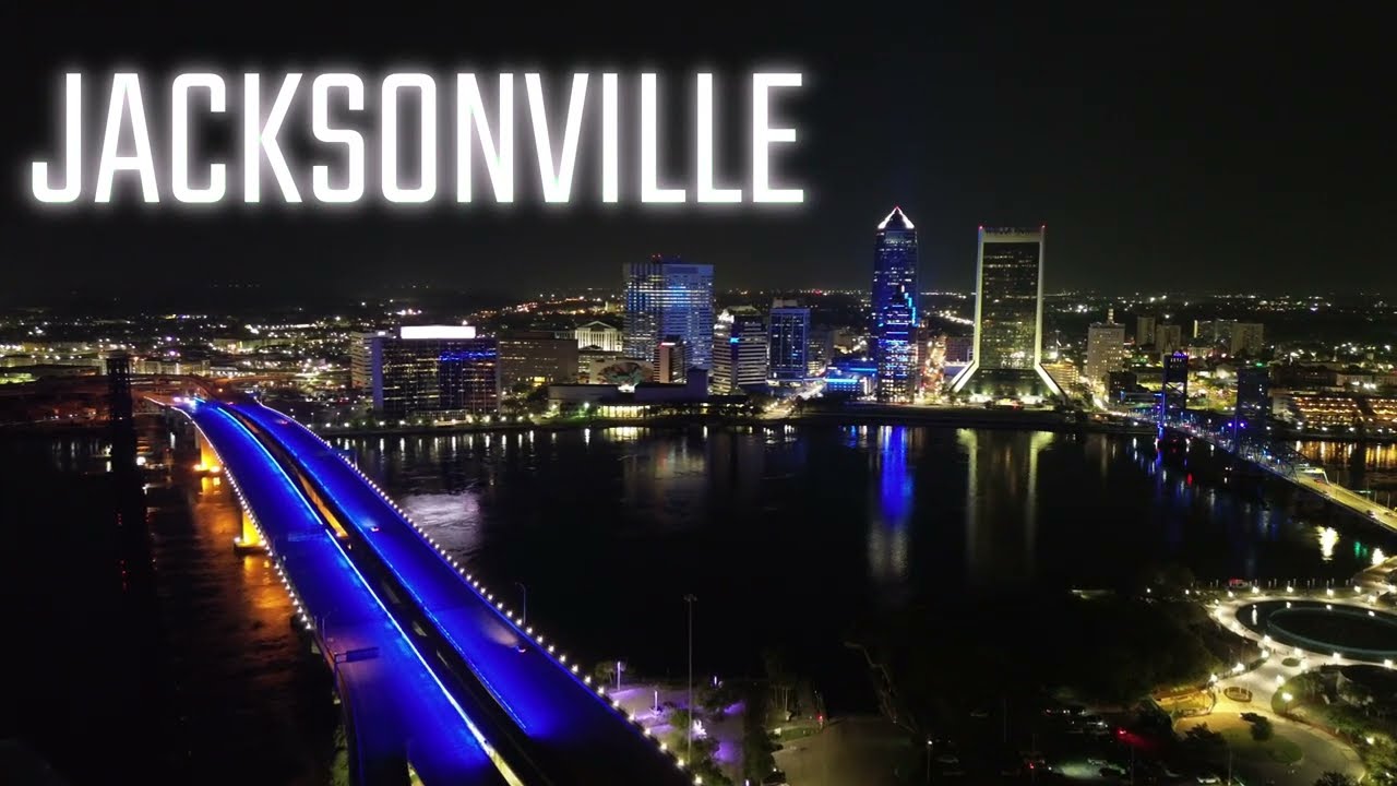 Jacksonville Florida Night Skyline Drone Videography