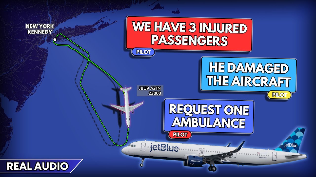 3 injured passengers and damaged aircraft. JetBlue Airbus A321neo encounters turbulence. Real ATC