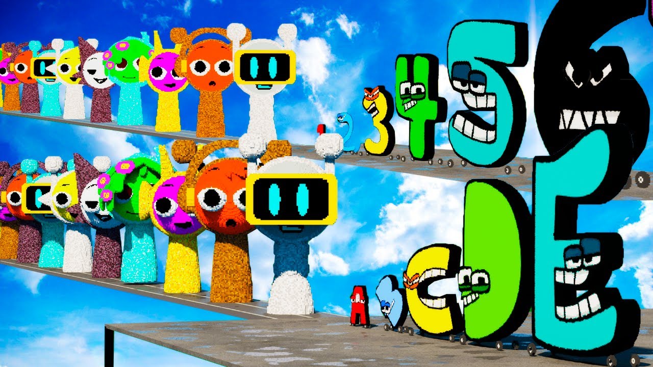 Big & Small ALPHABET & NUMBER Lore Cars vs SPRUNKI WALLS