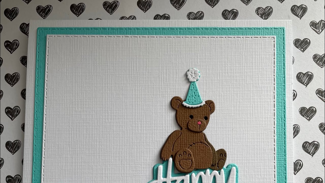 Clean and Simple Teddy Birthday Card with Gummiapan