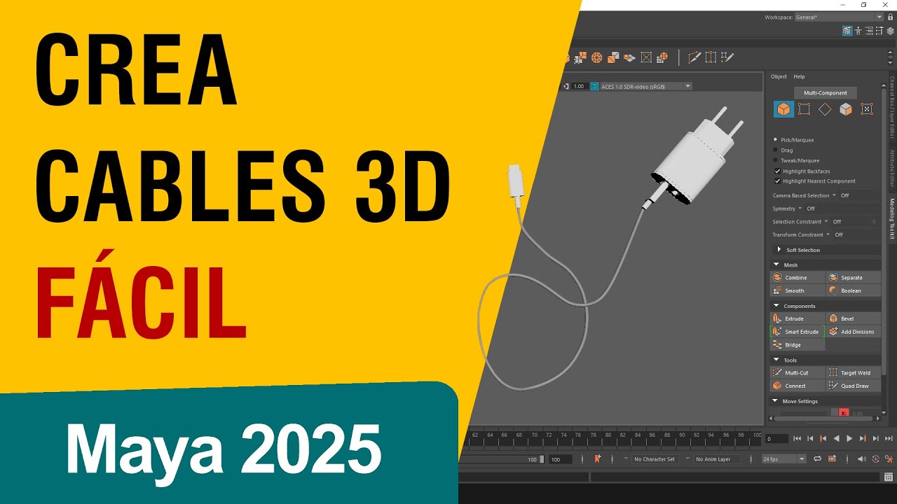Crea Un Cable 3D Realista en Maya 2025 o Anteriores – Paso a Paso – Tutorial