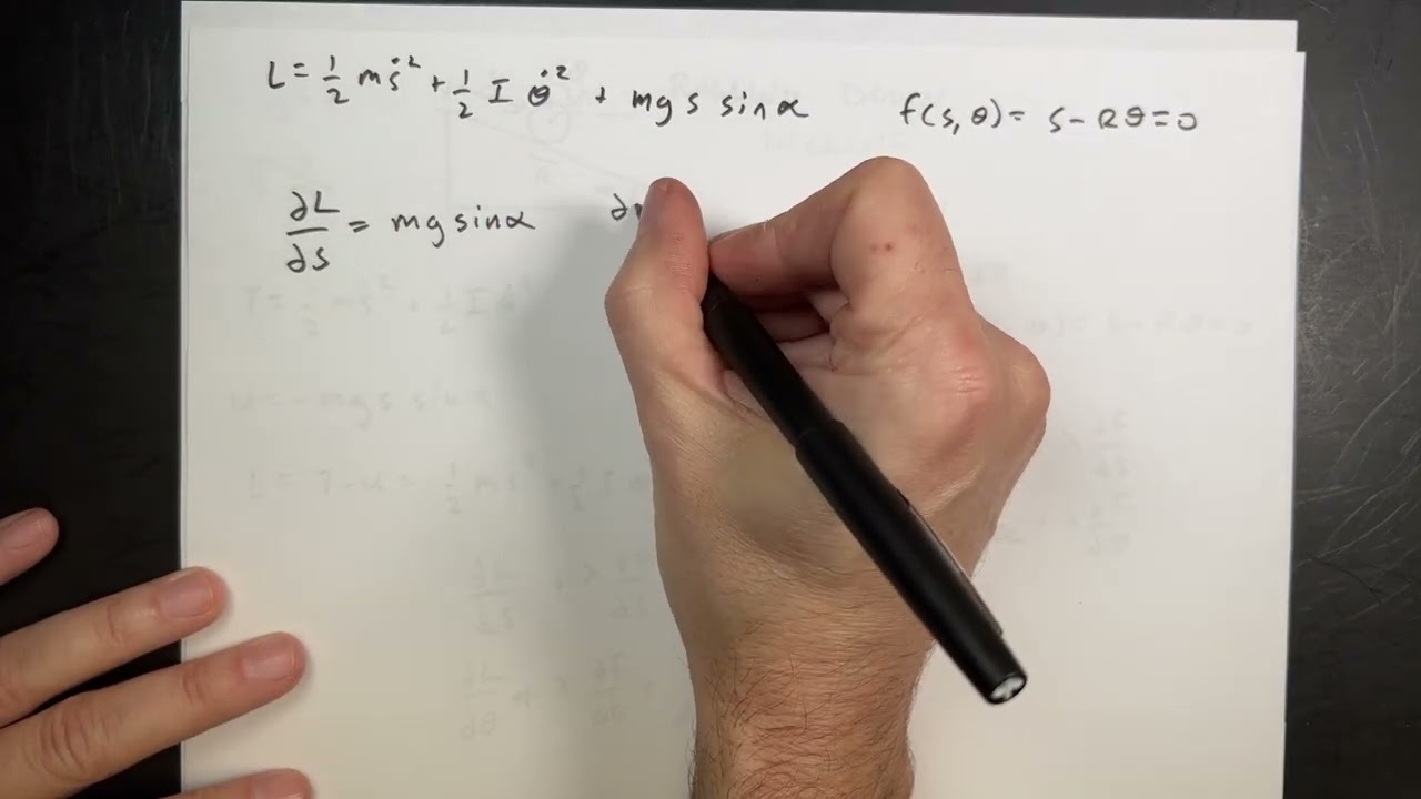 Lagrange Multipliers - Force of constraint for a disk rolling down an incline