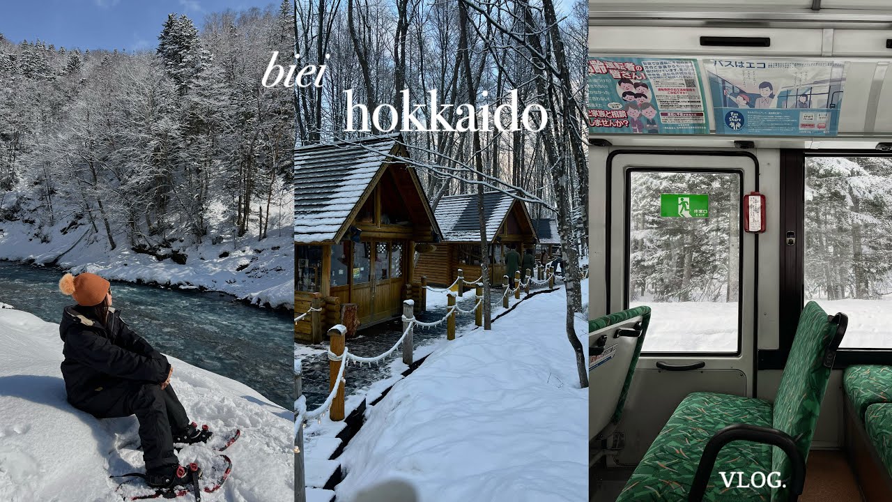 solo in biei hokkaido ❄️ snowshoeing in the forest, local gems, winter fairy funano