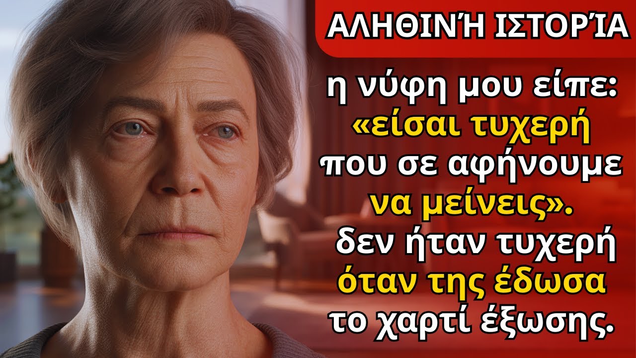 η νύφη μου είπε: «τυχερή που σε αφήνουμε να μείνεις». δεν ήταν όταν την έβγαλα έξω.