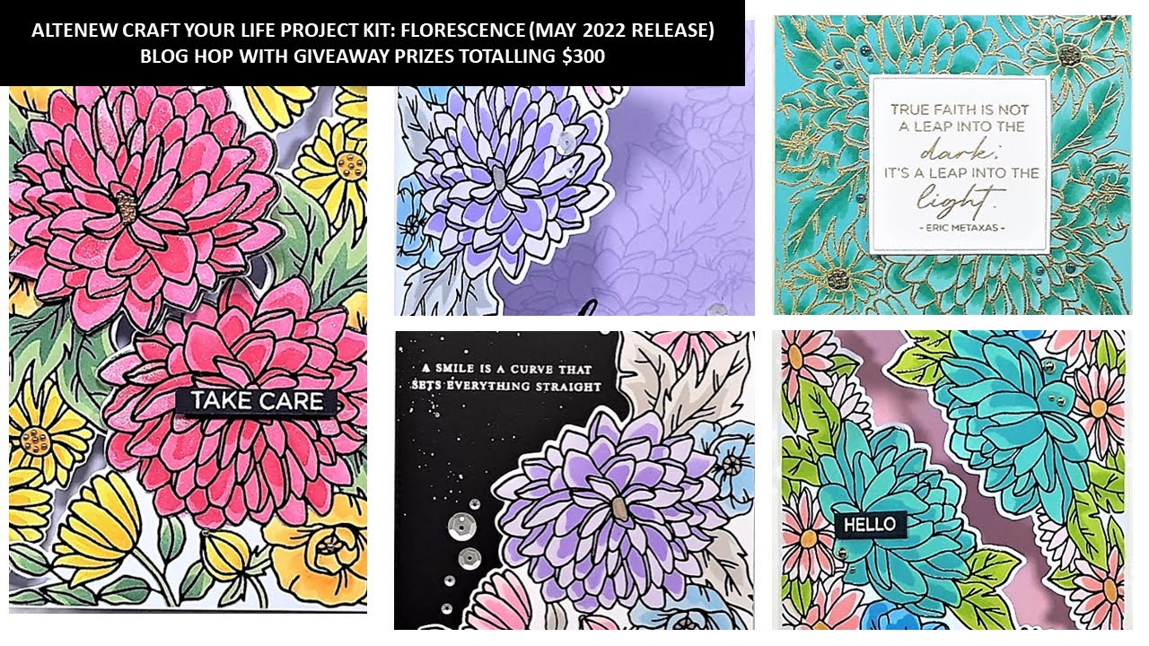 ALTENEW Craft Your Life Project Kit: Florescence | Stamp, Coloring Stencil, Die & Embossing Folder