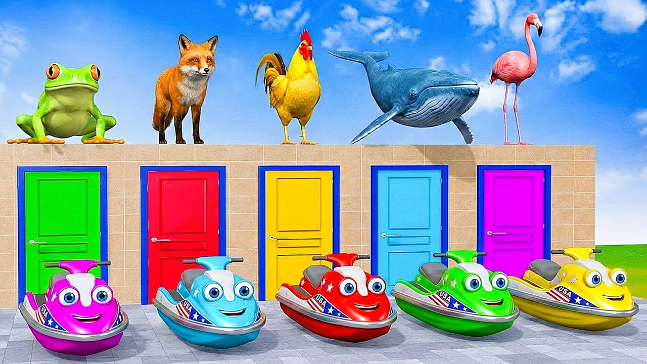 Long Slide Game with Cow Elephant Gorilla Hippopotamus Tiger 3d Animal Game Funny 3d Animals