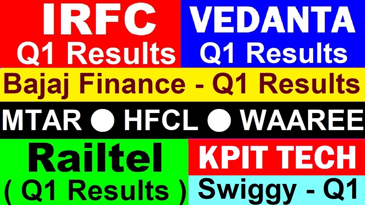 IRFC Q1 Results🔴 Bajaj Finance Q1 Results🔴 Vedanta Q1 Results🔴 KPIT Tech🔴MTAR🔴HFCL🔴Swiggy🔴Railtel Q1