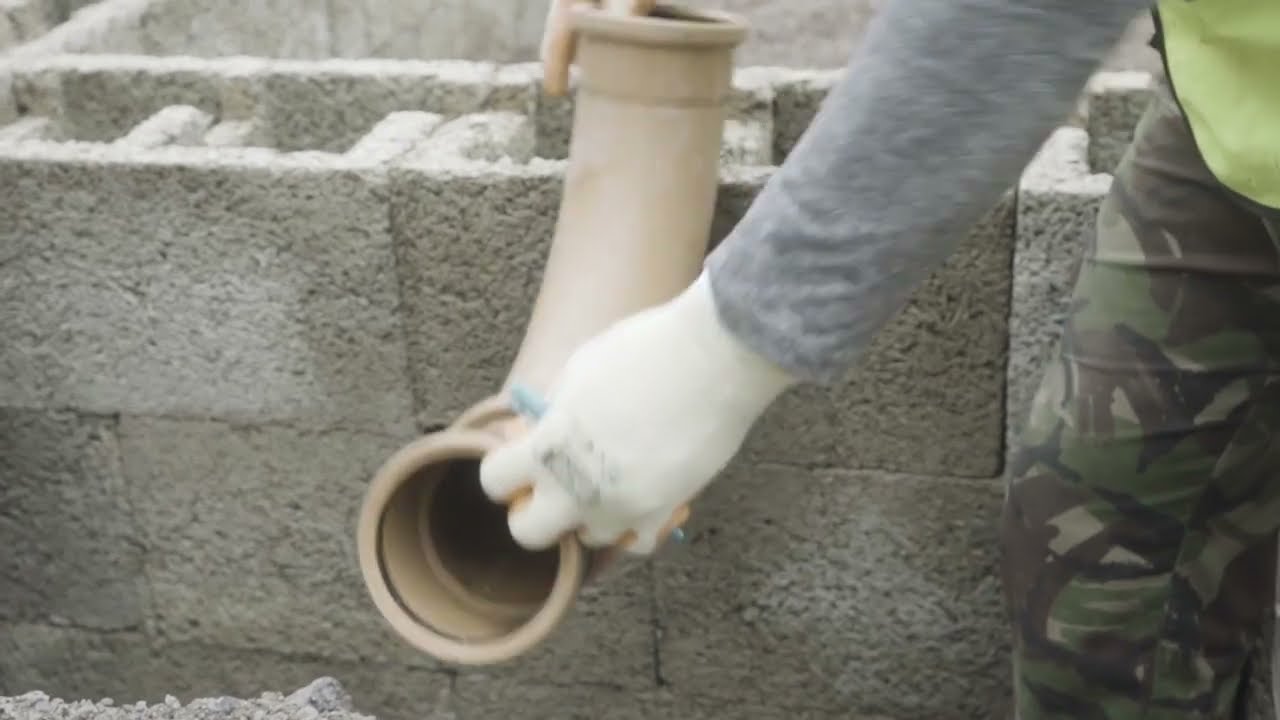 Woodcrete pipework cut through wall