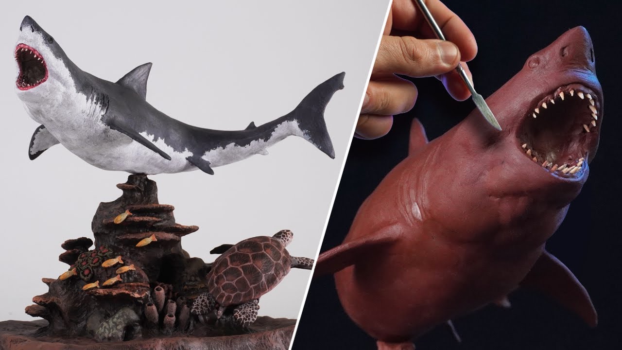 Sculpting GREAT WHITE SHARK Diorama [ Timelapse ]