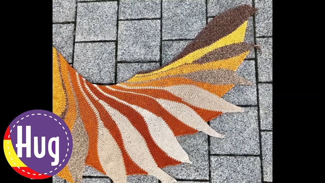 Chal Mariposa a crochet con filas más cortas Veronika Hug - Parte 1