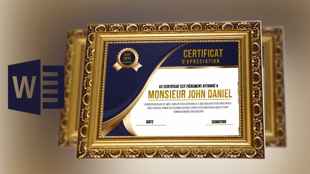 Certificat d’Appréciation Moderne en Ms Word