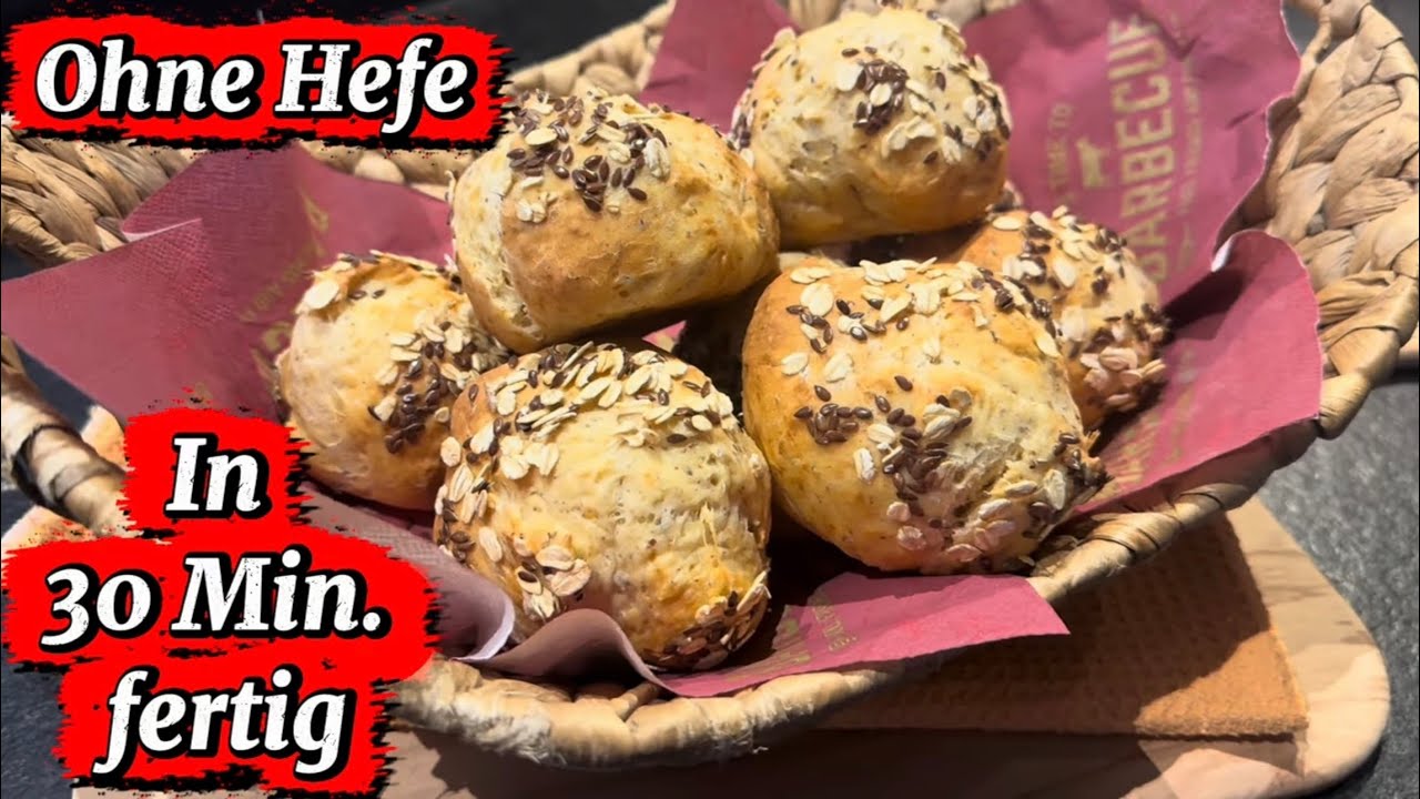 Dinkel-Quarkbrötchen mit Leinsamen - das Superfood! Einfach & gelingsicher in 30 Min.⏰ ohne Gehzeit