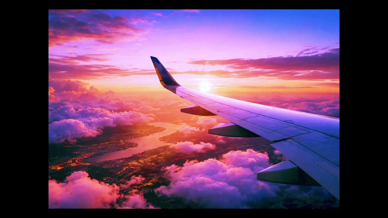 Relaxing Night Flight Ambience ✈️ | Calm Airplane Window View for Sleep & Study