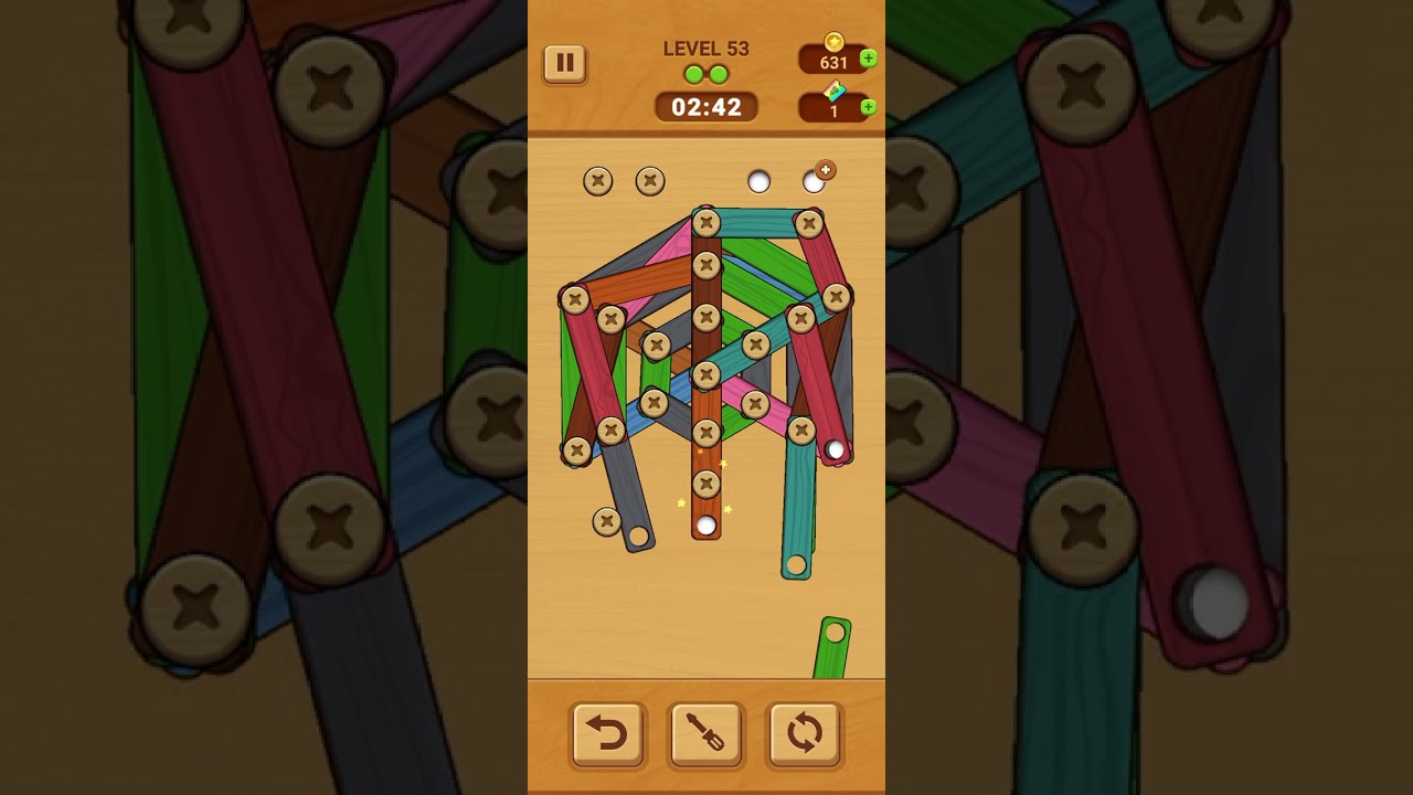 Woodle - Wood Screw Puzzle Level 53 | GAME Walkthrough
