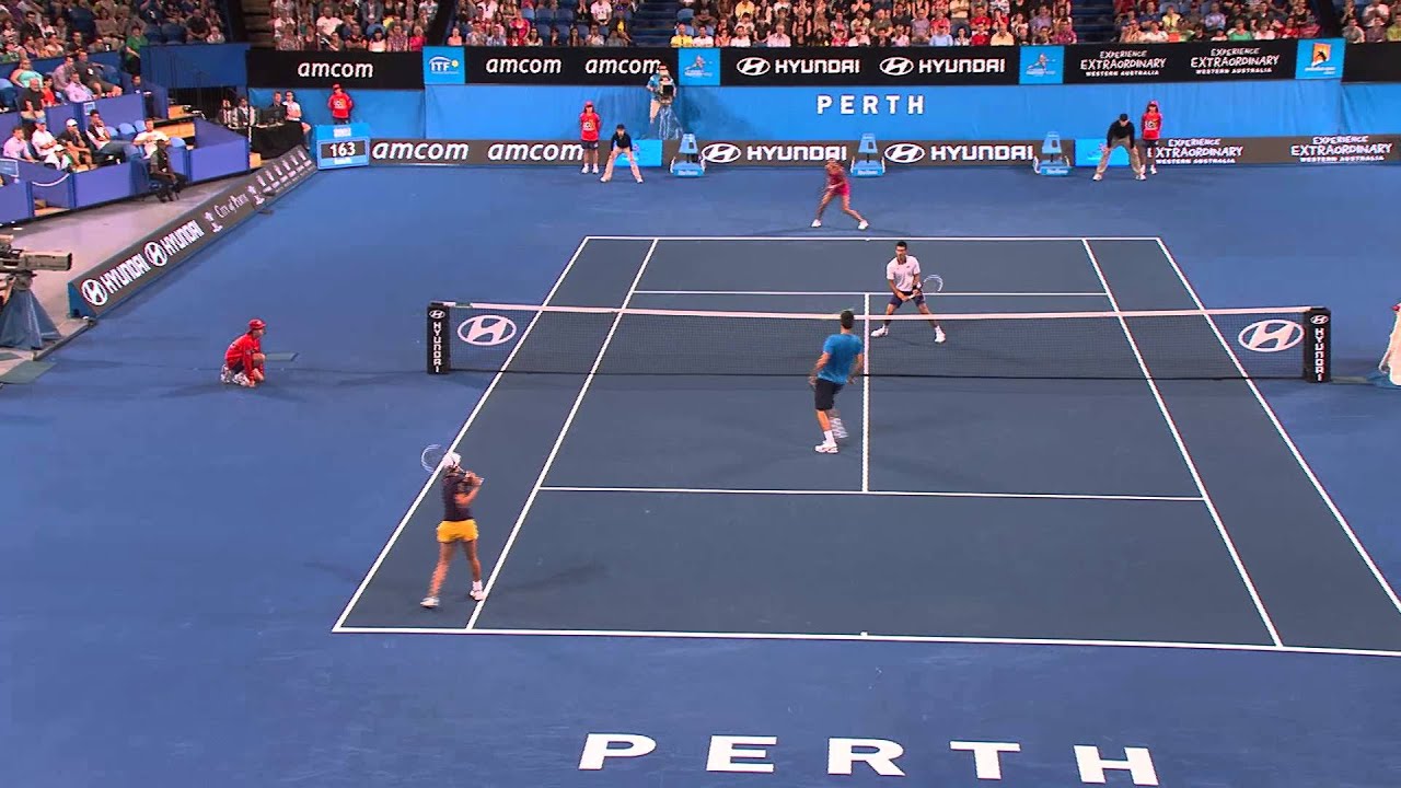 Crazy Match Point Save - Australia v Serbia Hyundai Hopman Cup 2013