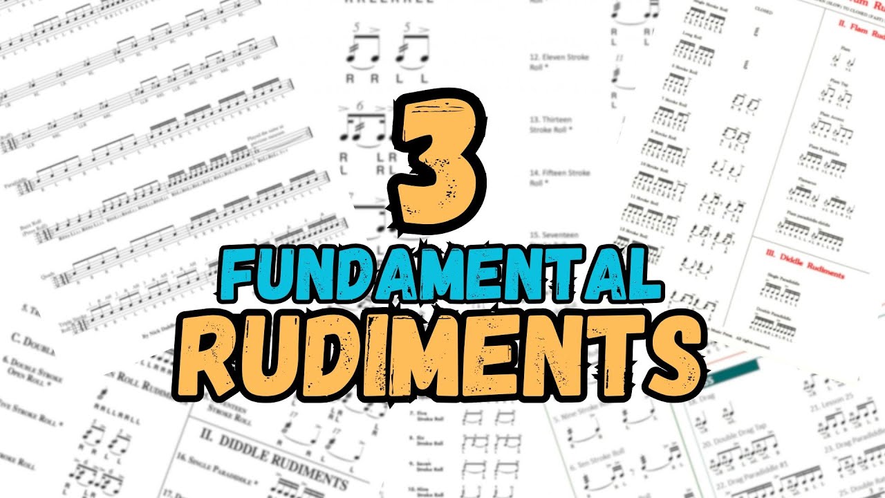 🥁 3 fundamental DRUM RUDIMENTS for the beginner drummer!  The flam, drag and the 5-stroke roll!