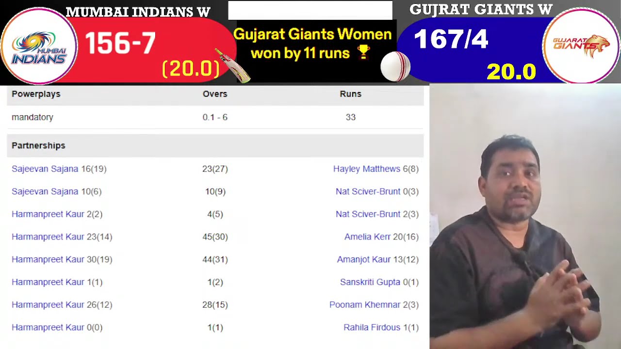 LIVE SCORE UPDATES OF WOMEN PREMIER LEAGUE 2026 || 19TH MATCH GUJRAT GIANTS W VS MUMBAI INDIANS W