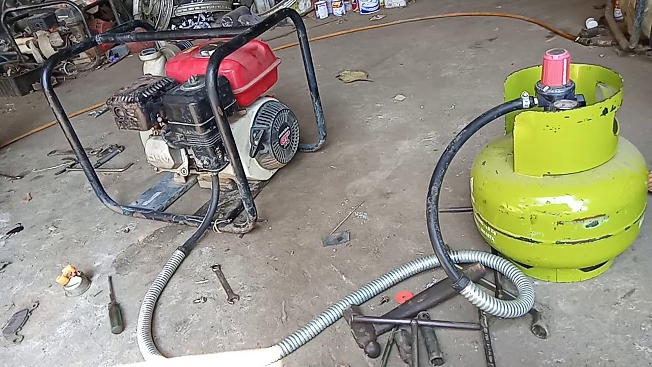 Merubah bahan bakar mesin pompa air bensin menjadi LPG ala bengkel ndeso (part 1)