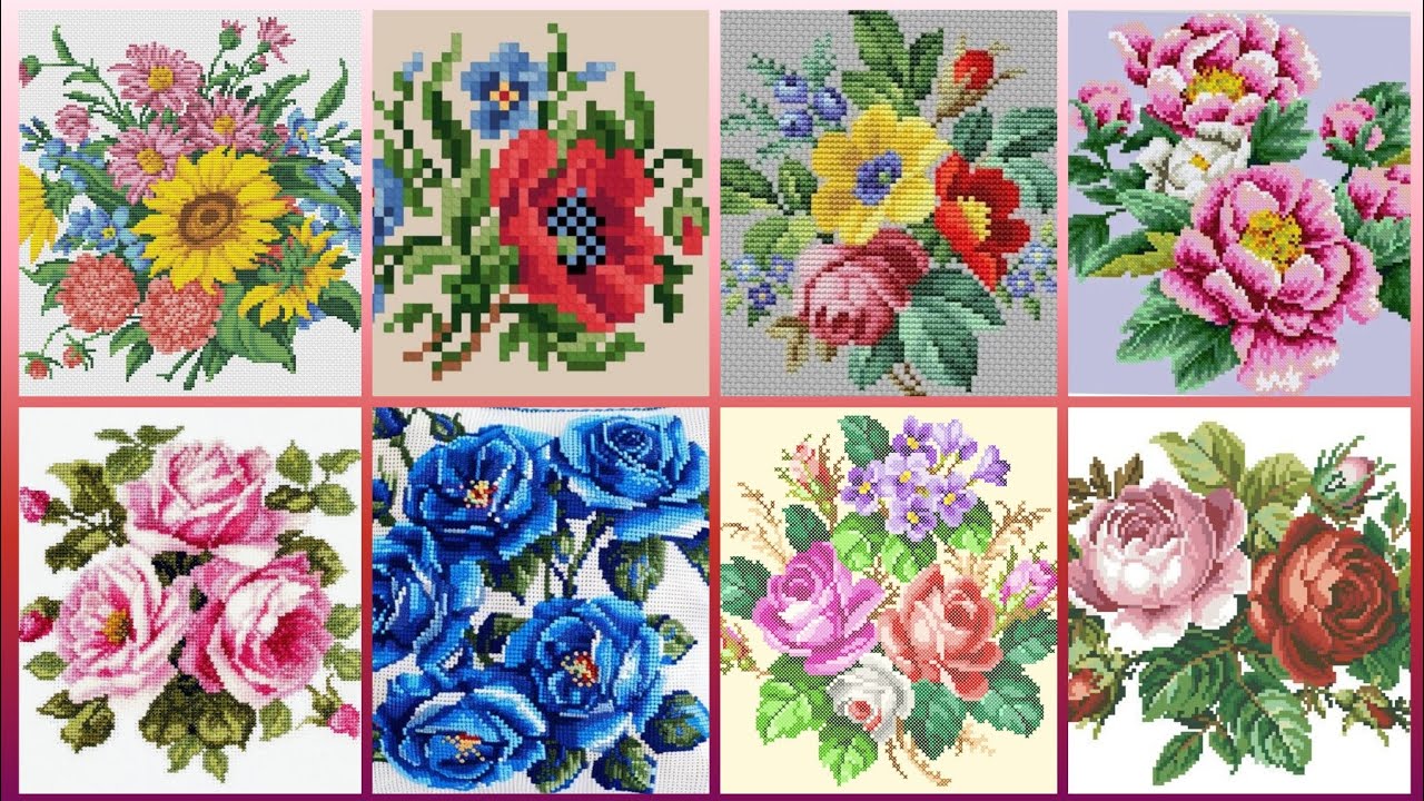 Top 100+ Amazing and Elegant Floral Cross stitch patterns || Charsuti Kerhai Ideas For Everything||