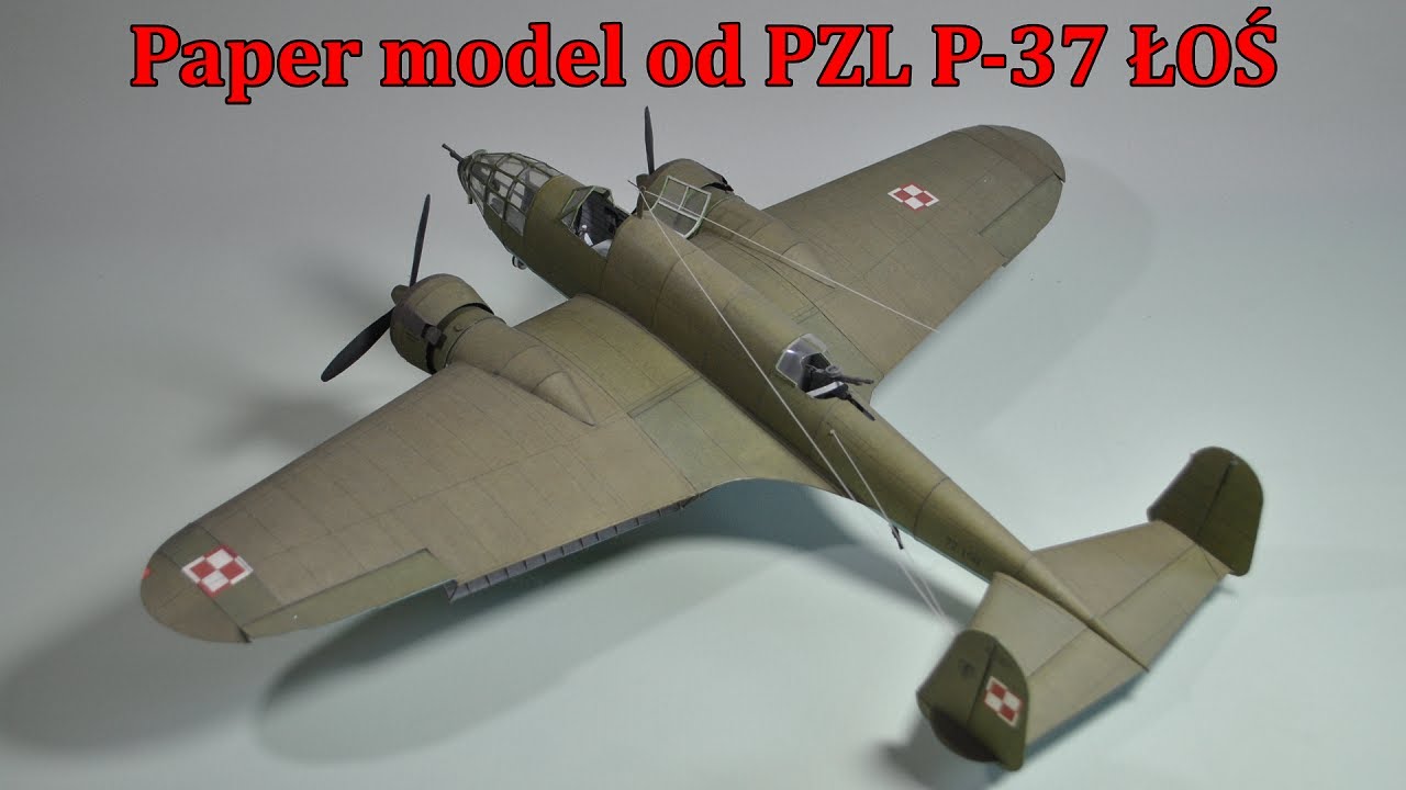 Paper model of PZL P 37 ŁOŚ polish bomber from World War II