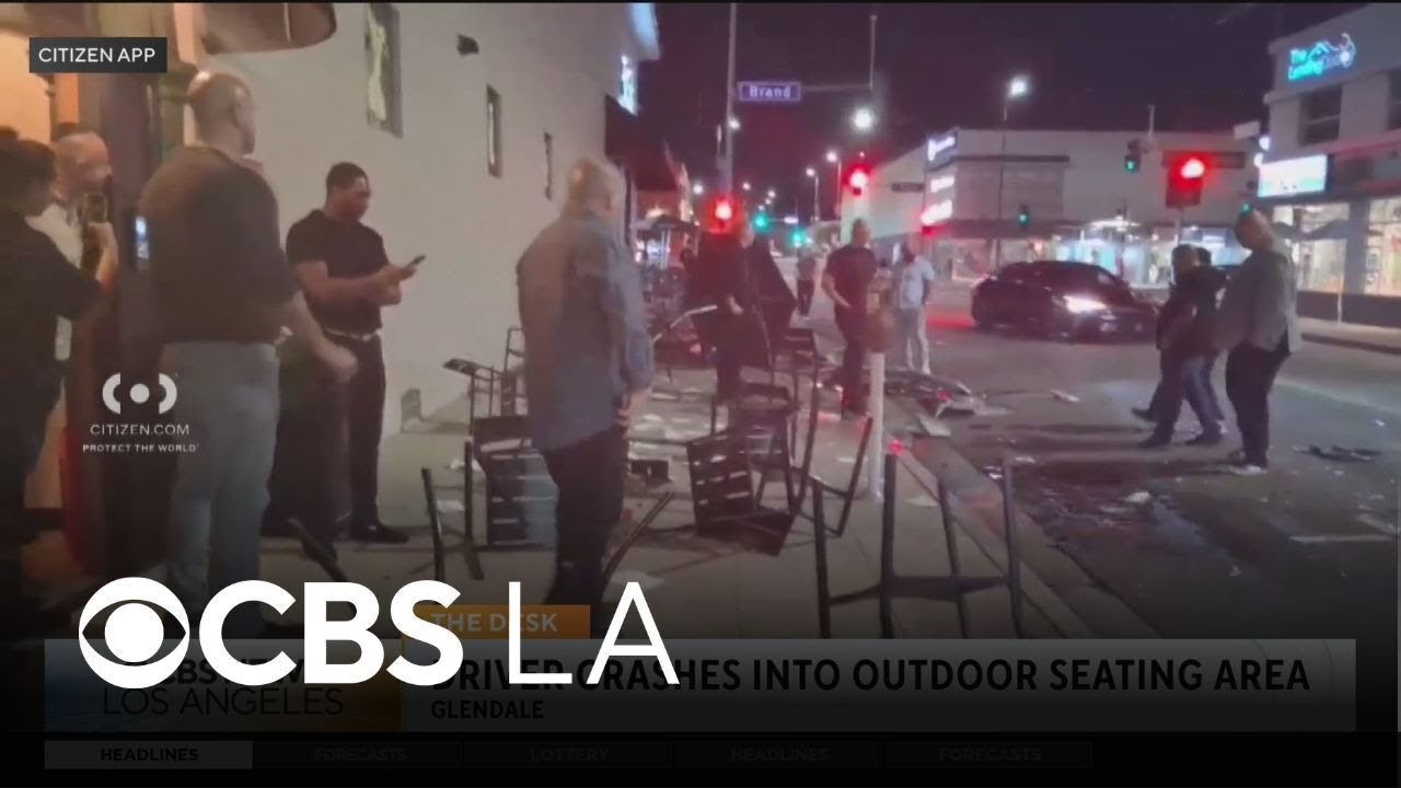 Vehicle crashes through Glendale outdoor dining area, driver flees