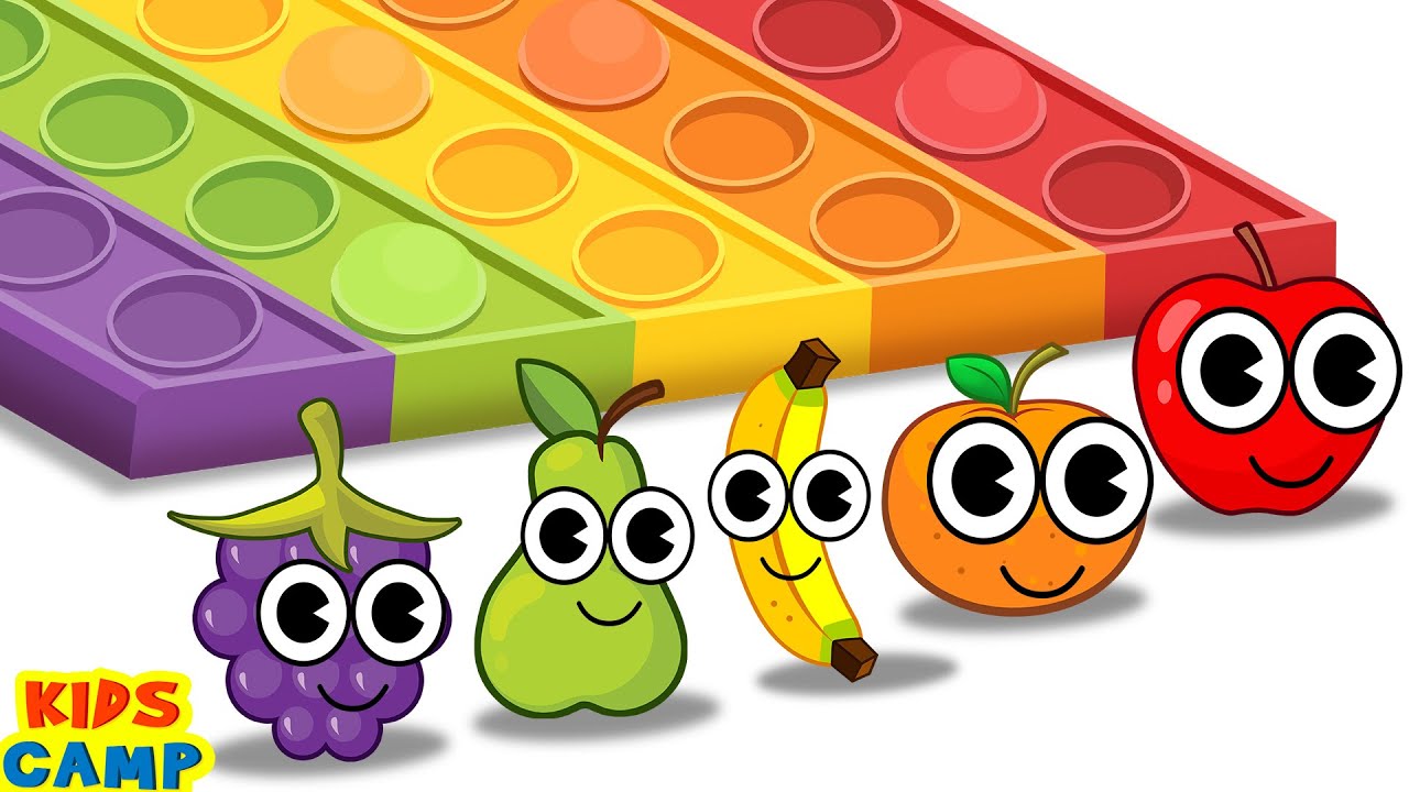 Learn Colors For Kids 🌈 | Pop It Dancing Fruits Finger Family | Educational Videos For Toddlers