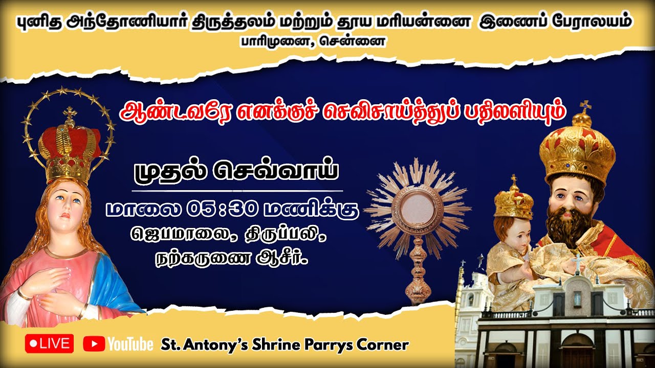 🔴 நேரலை | முதல் செவ்வாய் திருப்பலி | 03-02-26 | 05 : 30 Pm | புனித அந்தோணியார் திருத்தலம் | பாரிமுனை