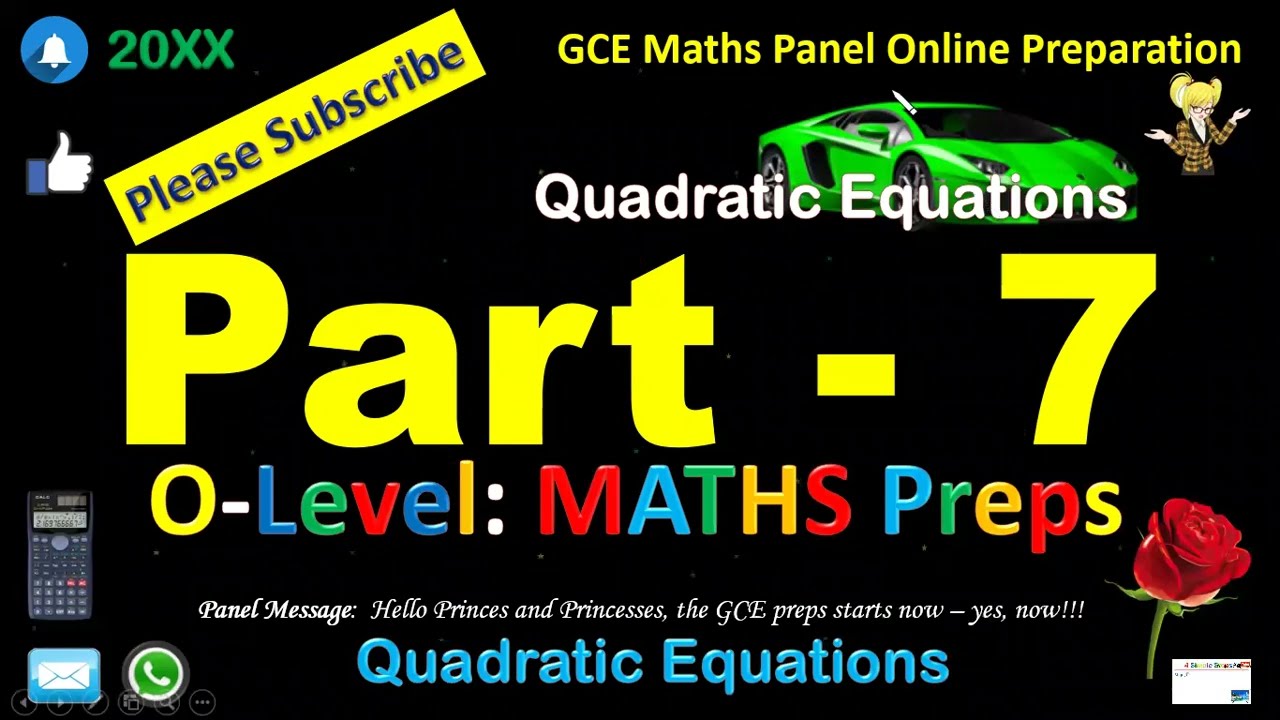 Quadratics Complete Tutorials| GCE O Level Revision| Factorization, Formula,  graphical method