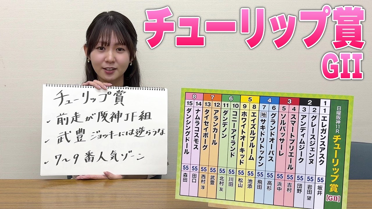 【チューリップ賞】冨田有紀アナのチョイ足しキーワード『前走が阪神JF組、武豊Jには逆らうな、7〜9番人気ゾーン』