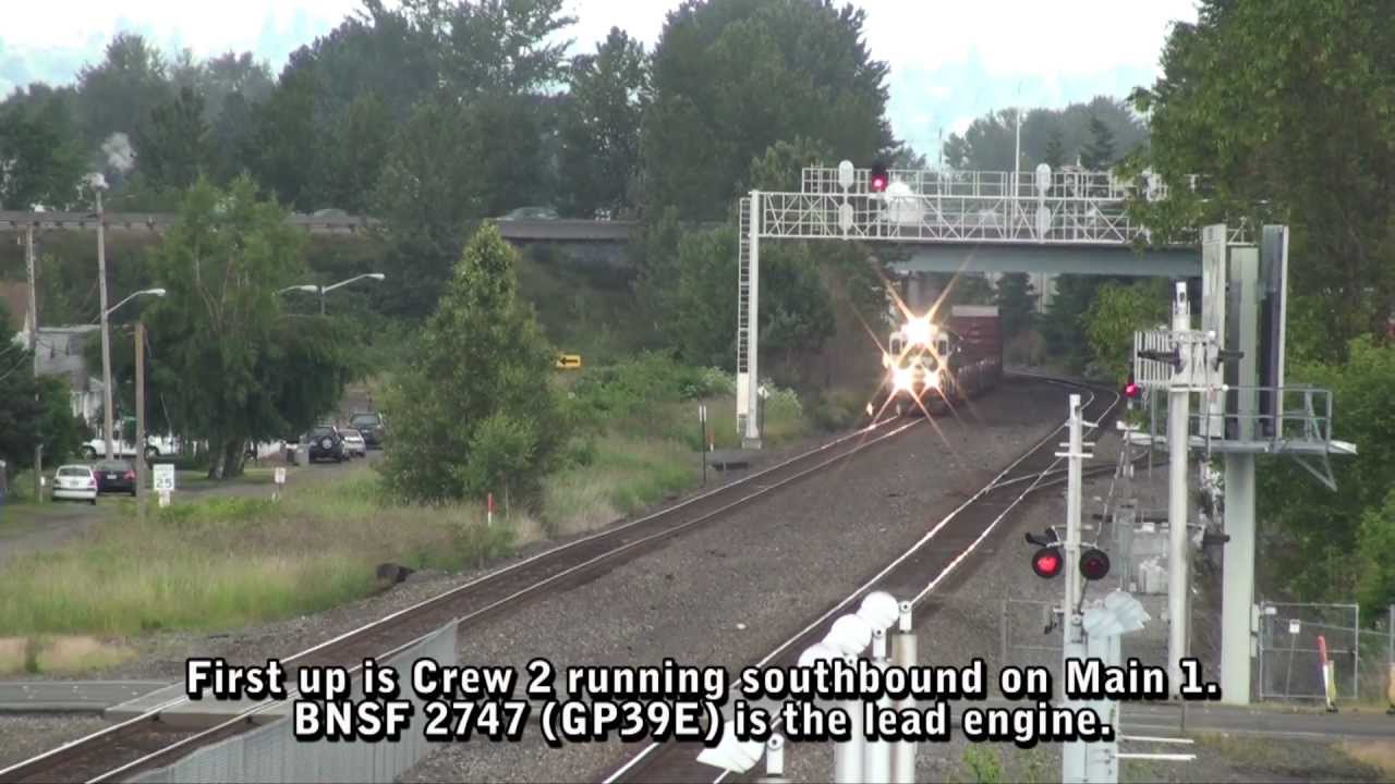 An afternoon on the BNSF mainline in Kent WA, part1, 06-19-2012