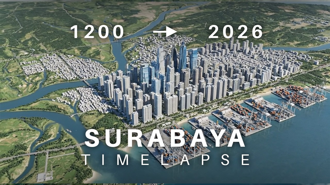 Surabaya Indonesia 1200&ndash;2025 | 3D City Growth Timelapse