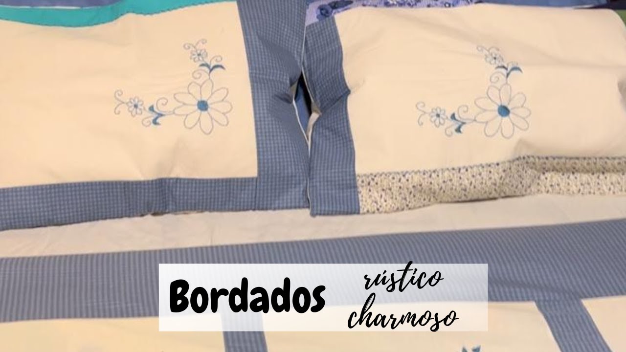 Lindo conjunto de fronhas com bordados rústicos e patchwork para um toque charmoso