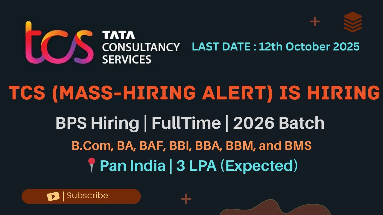 🚨 TCS MASS HIRING 2026 | TCS BPS Hiring for Freshers | Pan India | 3 LPA Package  skill layer