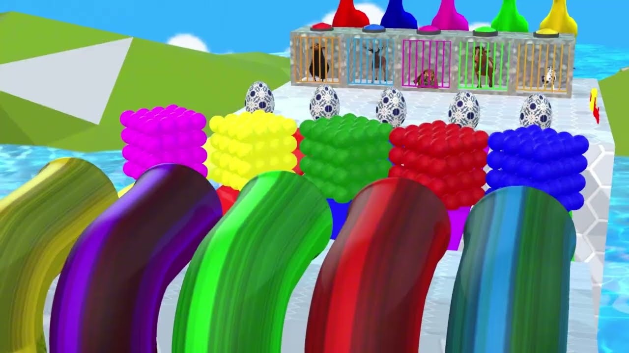 Long Slide Game With Elephant Gorilla Buffalo Hippopotamus Tiger 3d Animal Game Funny 3d Animals