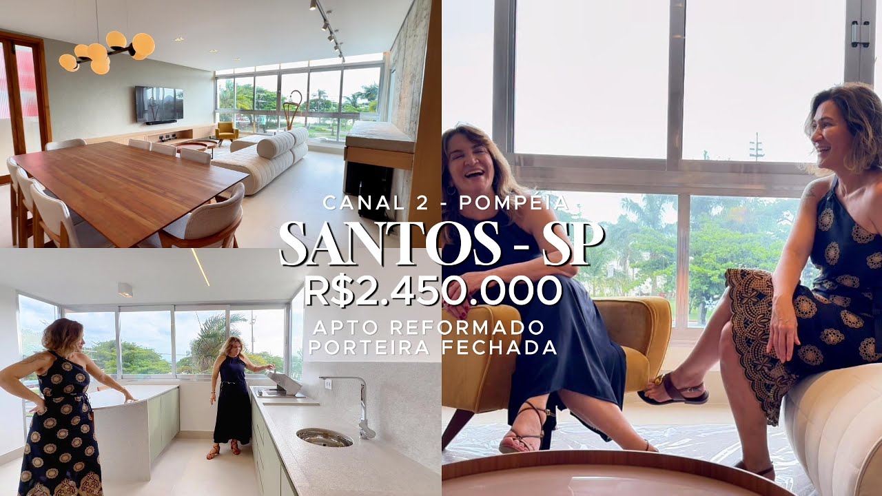 APARTAMENTO À VENDA FRENTE MAR EM SANTOS COM 3 SUÍTES AMPLAS