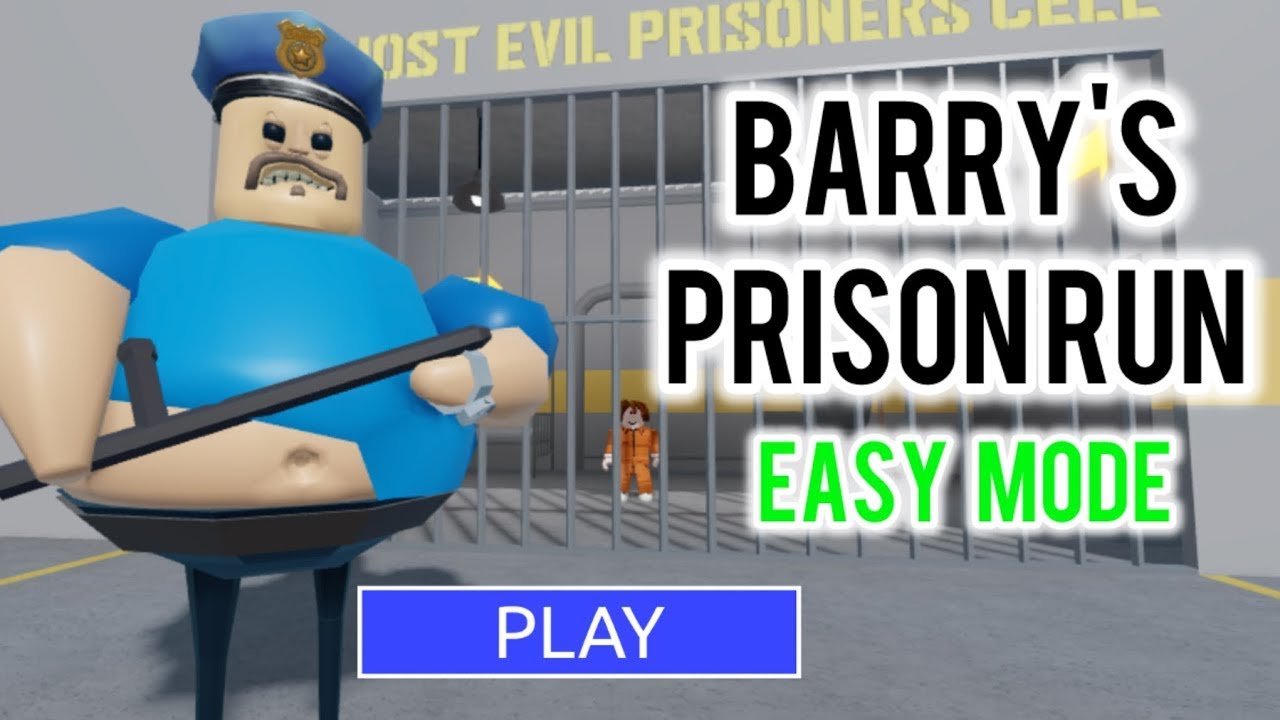 I tried to escape the Bary's prison escape game in Roblox in easy mode, part 1
