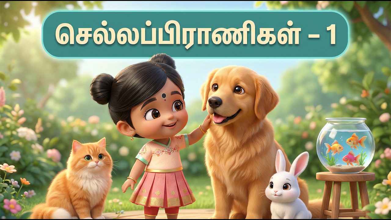 செல்லப்பிராணிகள் – 1 🐶🐱🐰🐟 | நாய் பூனை முயல் மீன் | Pet Animals Tamil | LittleBellsTamil