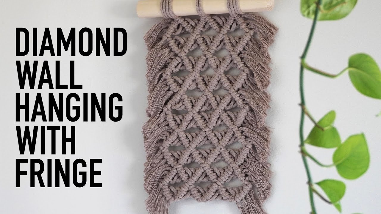 DIY Macrame Tutorial: Mini Diamond Wall Hanging with Fringe!