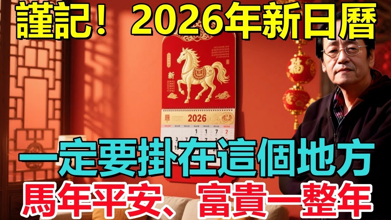謹記！2026年新日曆，一定要掛在這個地方，馬年平安、富貴一整年！