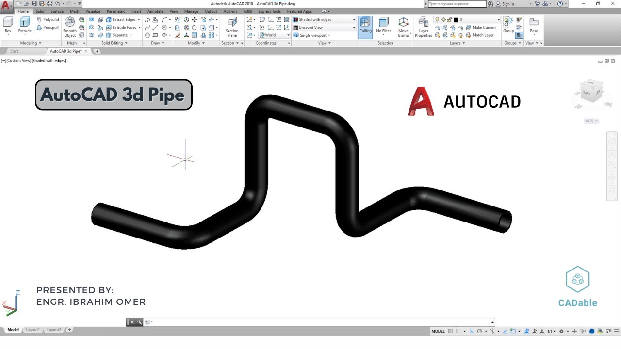 AutoCAD 3D Pipe | Создание 3D-трубы в Autocad | Протягивание вдоль 3D-полилинии | 3D-моделировани...