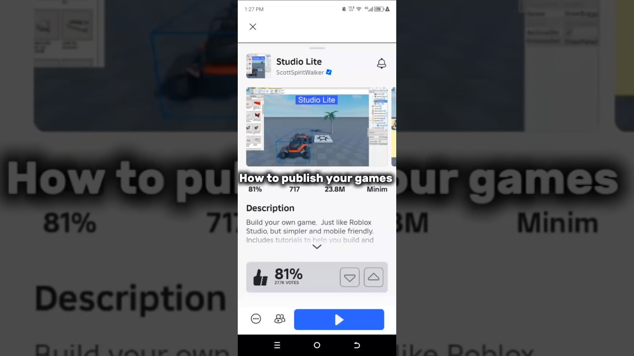 Как опубликовать игру из Studio Lite в Roblox! 🤖
