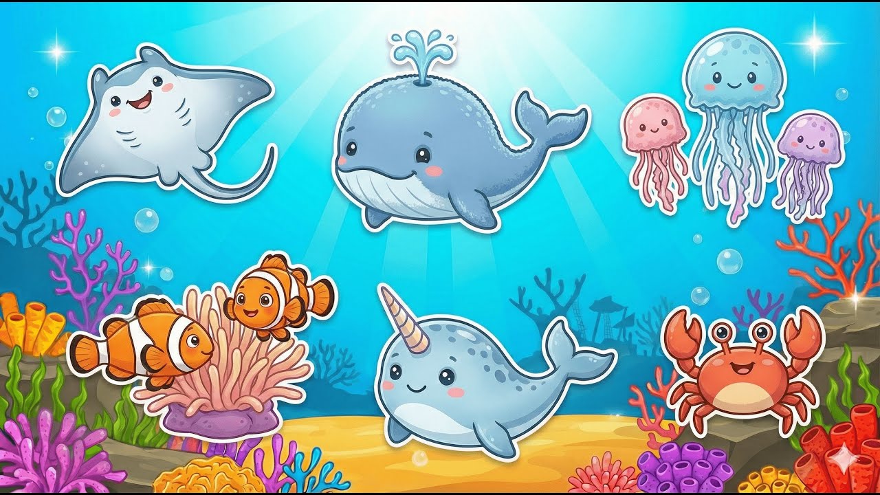 200 Animal Sounds for Kids – Sea Turtle, Jellyfish, Starfish, Crab, Lobster Compilation