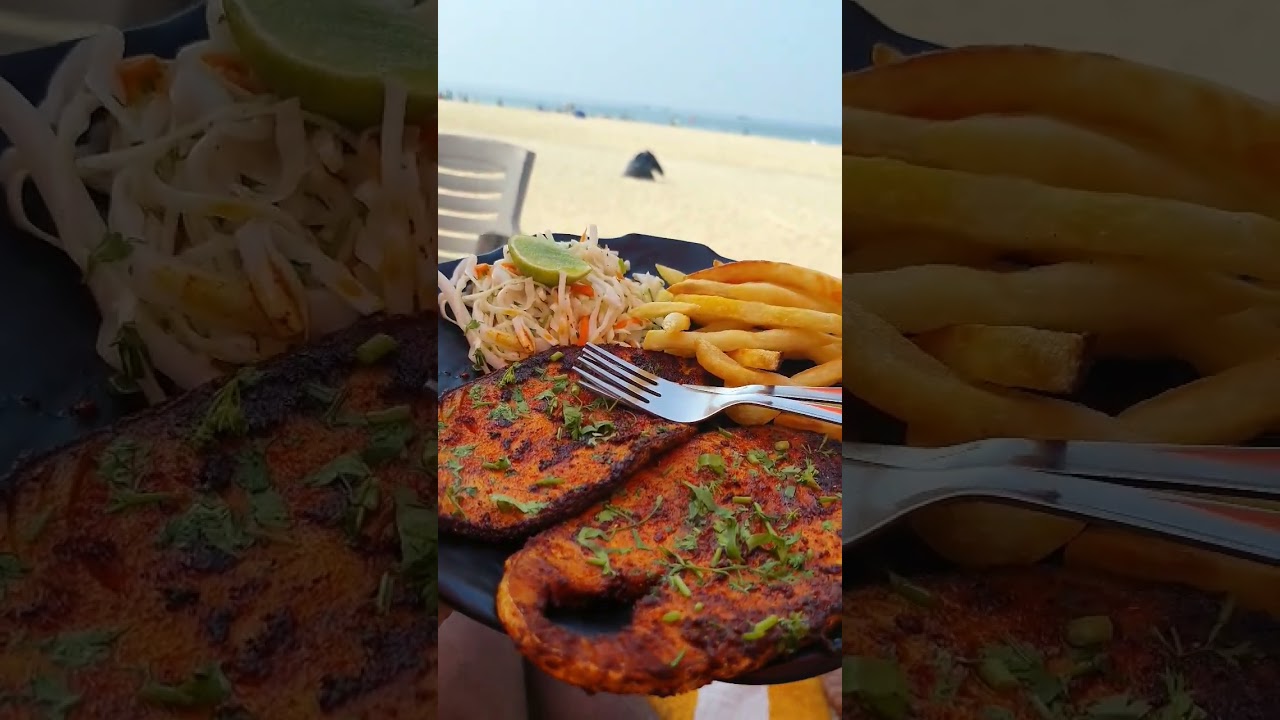 Yummy 😋King Fish Fry at Baga Beach #goa #bagabeach #streetfoodhut #shorts #trending #streetfood