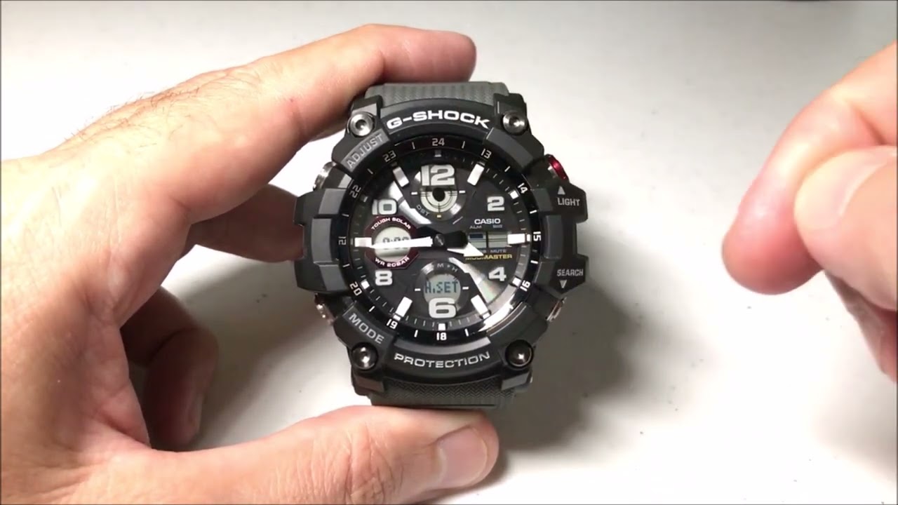 Casio G-Shock: синхронизация аналоговых стрелок и цифрового времени (GSG-100-1A8)