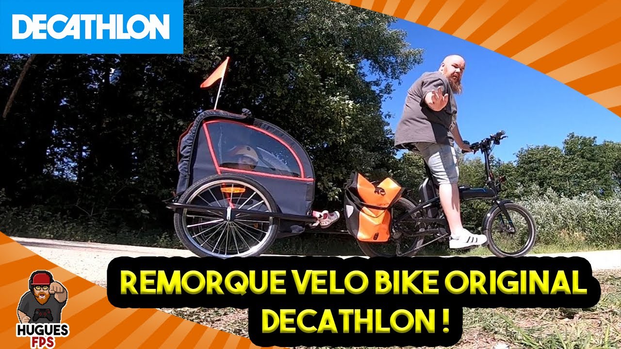 Ma fille en remorque velo bike original decathlon !